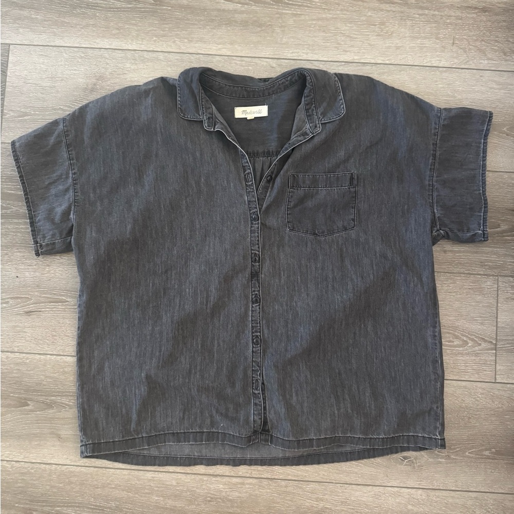 Madewell Faded Black Button Down Short Sleeve Shirt